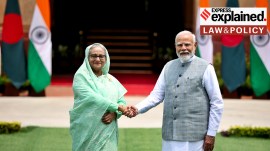Prime Minister Narendra Modi with Bangladesh Prime Minister Sheikh Hasina during at Hyderabad House in New Delhi in June 2024.