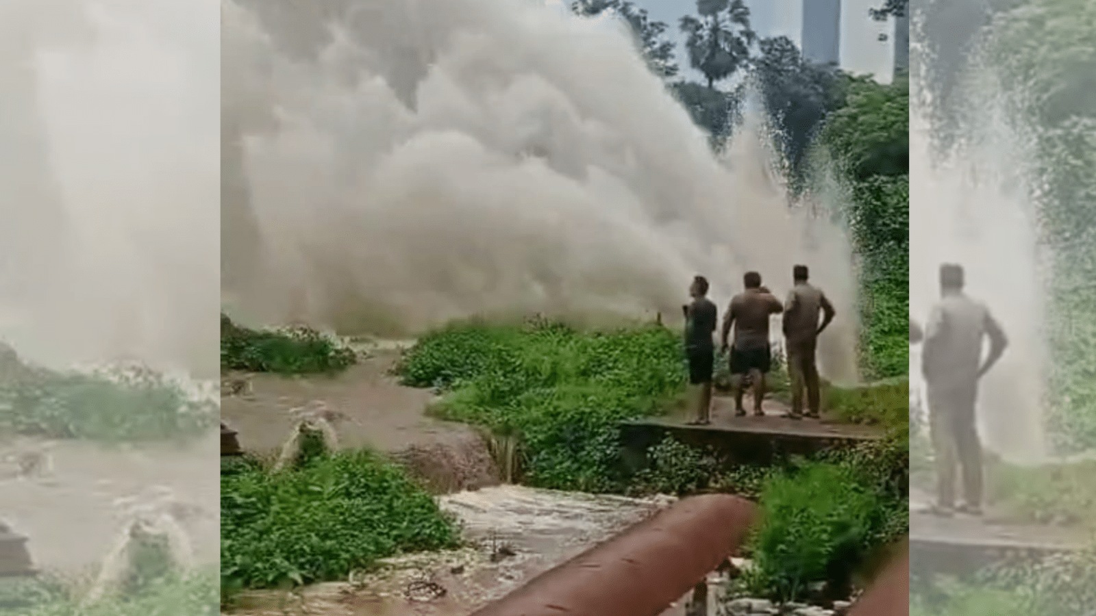 Around 1 pm on Friday, a massive leakage was reported in one of the pipelines that supplies water from Tansa Lake across four municipal wards.
