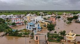 A flooded area at Kothara village in Kutch district,