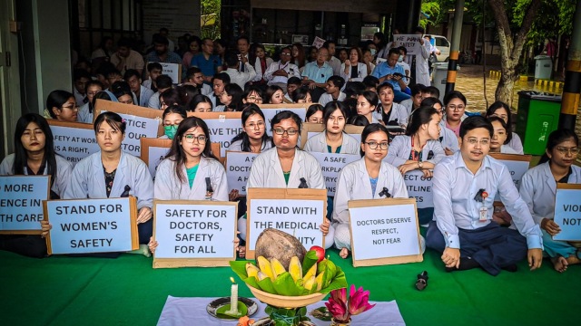The protest also included sit-in demonstrations at various hospitals and healthcare institutions across Manipur.