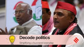 Congress president Mallikarjun Kharge (L) and Samajwadi Party chief Akhilesh Yadav (R). Both parties have been demanding a JPC probe into the latest Hindenburg Research report. (Express file photos) Adani