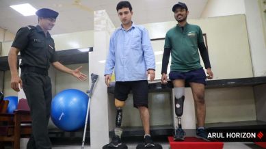 Training in progress at recently inaugurated Gait Training and Equilibrium Restoration Lab at ALC ( Artificial Limb Centre) . Express photograph by Arul Horizon