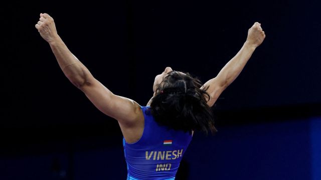 Vinesh Phogat in action during Paris 2024 Olympics