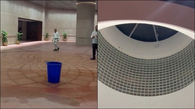 Water leak spotted in new Parliament building, ‘paper leak outside ...