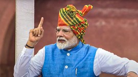 PM Modi's Independence Day Attire: Narendra Modi wears a Rajasthani leheriya turban for celebrations (PTI Photo)
