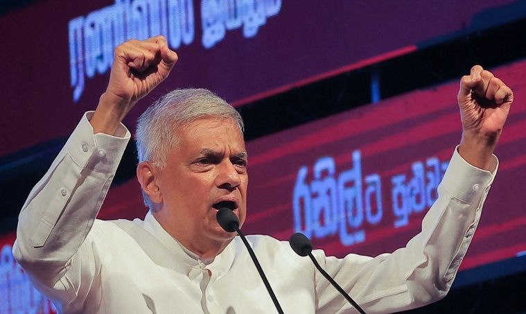 Sri Lanka's president Ranil Wickremesinghe addresses his supporters during his final election campaign rally for the upcoming presidential election in Colombo, Sri Lanka September 18, 2024.