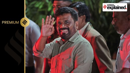 Anura Kumara Dissanayake, leader of the National People's Power (NPP) party, greets as he leaves the election commission after he claimed the victory in the presidential election, in Colombo, Sri Lanka. (Reuters)