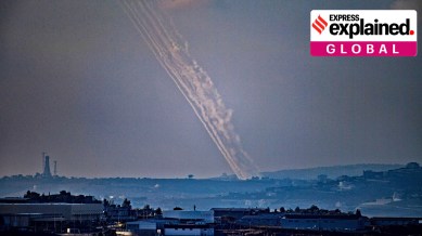 Rockets are launched from Lebanon towards Israel amid cross-border hostilities between Hezbollah and Israel as seen from northern Israel September 23, 2024.