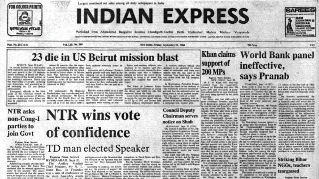 NTR Wins Majority, Congress Loyalists, Beirut Mission Blast, An Ineffective Forum, Forty Years Ago, editorial, Indian express, opinion news, indian express editorial