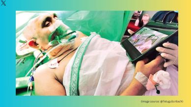 The viral video shows the woman watching the movie on a tablet (Image source: @TeluguScribe/X)