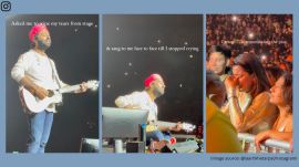 Arijit Singh consoles his fan during concert in London (Image source: @iaartikhetarpal/Instagram)