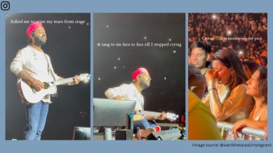 Arijit Singh consoles his fan during concert in London (Image source: @iaartikhetarpal/Instagram)