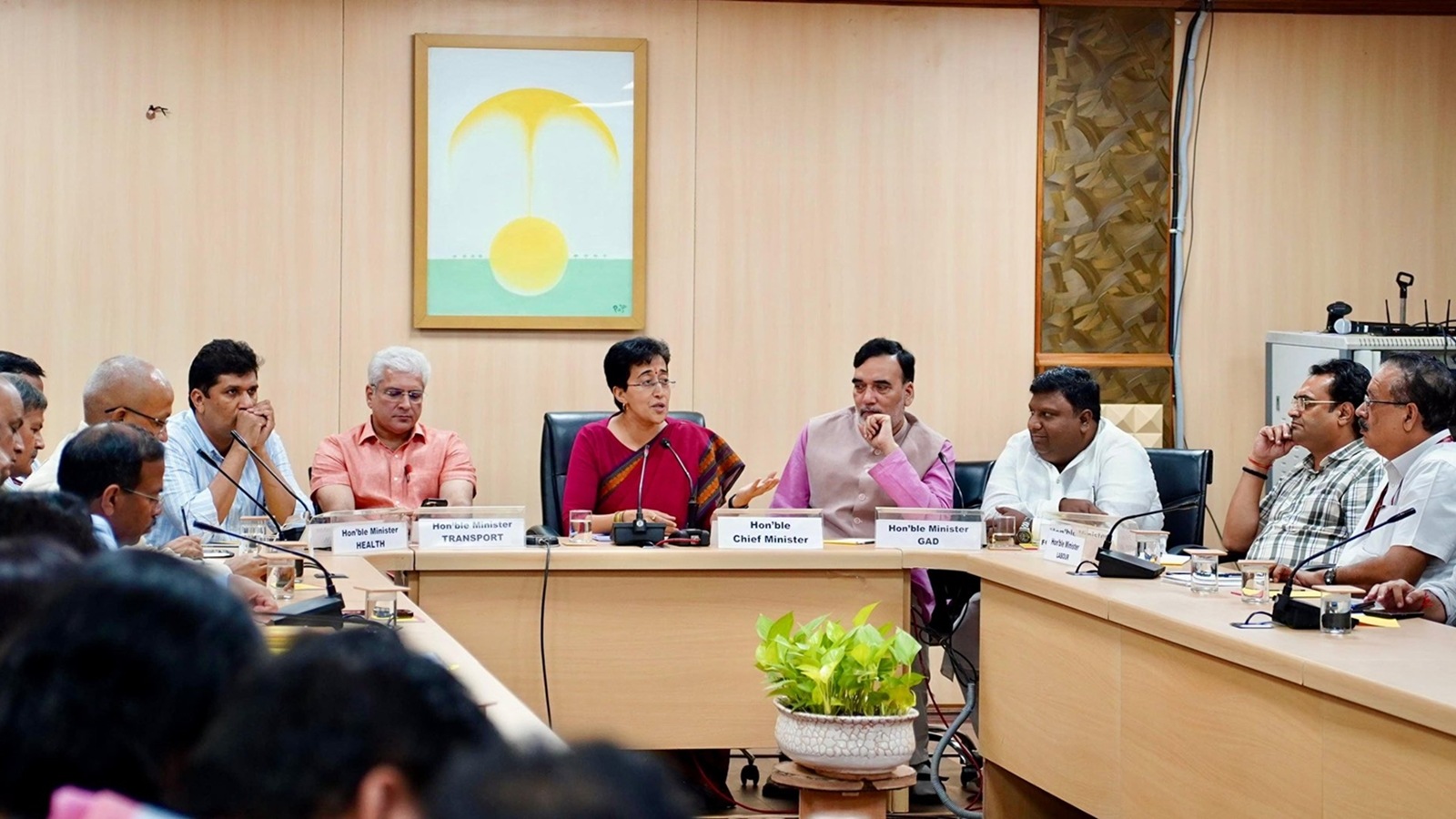 Delhi CM Atishi meets officials on Tuesday