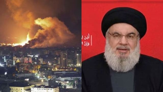 Smoke billows following Israeli strikes over Beirut's southern suburbs, amid ongoing hostilities between Hezbollah and Israeli forces, as seen from Sin El Fil, Lebanon. (AP)