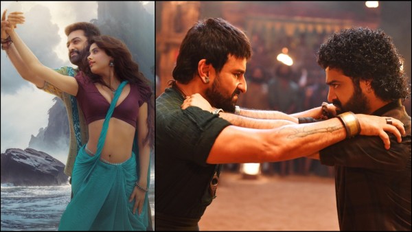 Stills from Devara Movie featuring Jahnvi Kapoor, Saif Ali Khan, and Jr NTR