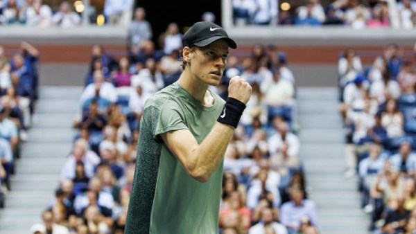 Jannik Sinner of Italy in action against Jack Draper of Great Britain on day twelve of the U.S. Open tennis tournament at the USTA Billie Jean King National Tennis Center. Mandatory Credit: Mike Frey-Imagn Images