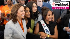 Young women and Kamala Harris.