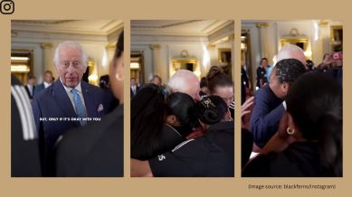 King Charles shares warm hug with The Black Ferns (Image source: @blackferns/Instagram)