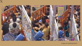 The viral video from Lalbaugcha Raja pandal sparked a discussion on social media (Image source: @hvgoenka/X)