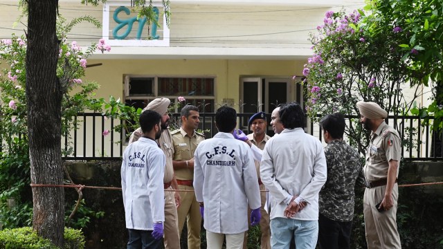 grenade blast, CFSL team inspecting the house in Sector 10 Chandigarh