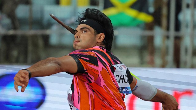 Neeraj Chopra during the Diamond League 2024 Final connected  Saturday. (REUTERS)