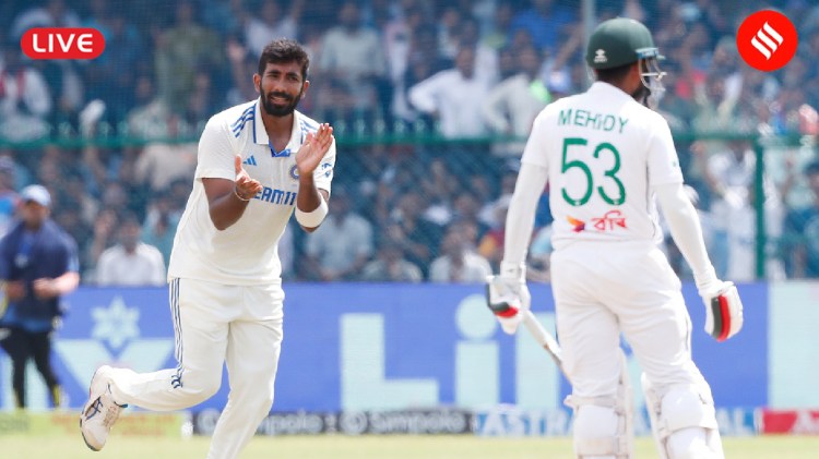 India vs Bangladesh Live Score, 2nd Test Day 4: Jasprit Bumrah celebrates the dismissal of Mehidy Hasan. (Sportzpics)