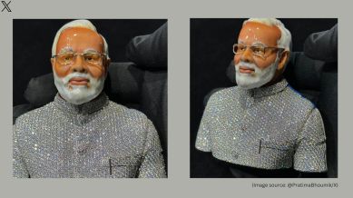 The viral video shows PM Modi’s miniature statue adorned with diamonds (Image source: @PratimaBhoumik/X)