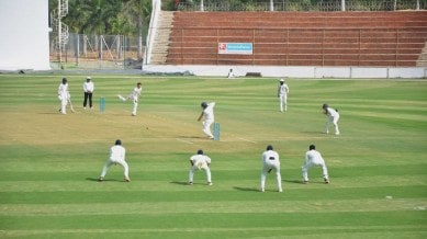 Players in action during a match at the Anantpur Cricket Ground. (Special Arrangement)