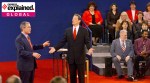 George W. Bush, left, and Al Gore during a town hall debate in St. Louis, Oct. 17, 2000.