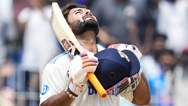 India’s Rishabh Pant celebrates his period  connected  the 3rd  time  of the archetypal  trial  cricket lucifer  betwixt  India and Bangladesh, astatine  the MA Chidambaram Stadium, successful  Chennai,