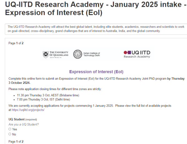 IIT Delhi, University of Queensland starts application for joint PhD programme for January 2025