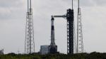 A SpaceX Falcon 9 rocket is prepared to launch NASA's astronaut Nick Hague and Roscosmos cosmonaut Alexander Gorbunov on the Crew-9 mission.