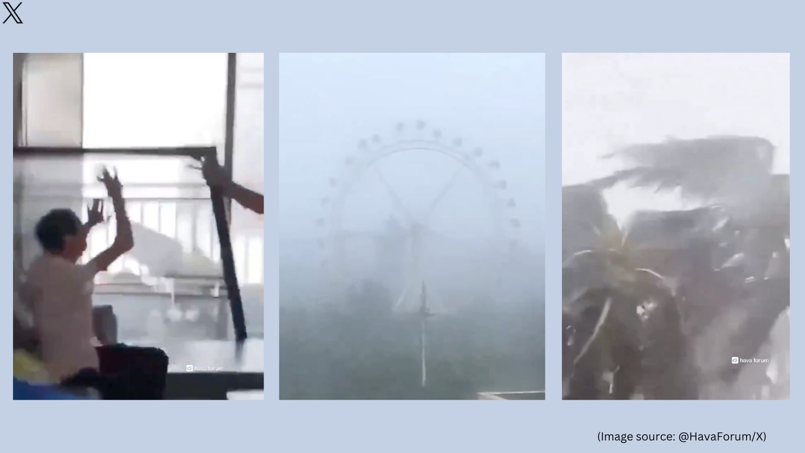 Super Typhoon Yagi Ferris wheel cabins spin violently, balcony fence