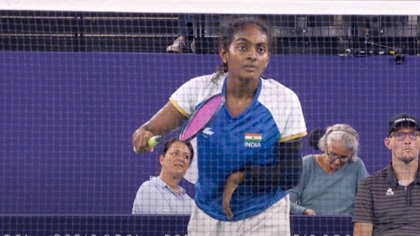  Indian para-badminton player Thulasimathi Murugesan during her women's singles SU5 badminton event match at the Paralympics 2024, in France