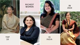Top 10 Richest Women in India 2024, ranked as per their current net worth. (Designed on Canva) (1)