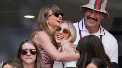 Taylor Swift and Brittany Mahomes hug