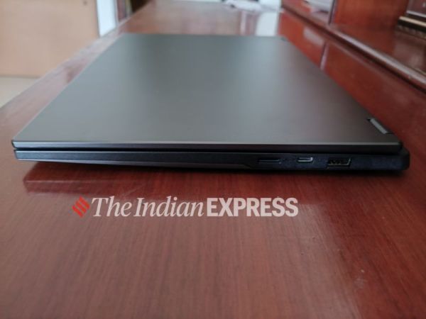 The laptop has dual USB Type-C ports with DisplayPort and USB 4. 