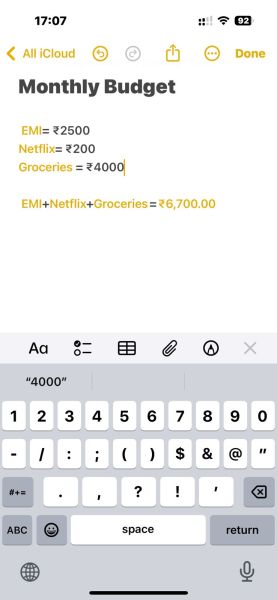 Notes solves it and updates the result if you change the amounts. 
