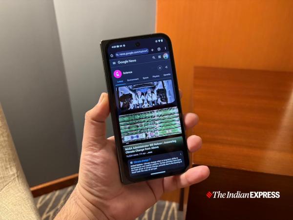 The Pixel 9 Pro Fold gives off the impression of two smartphones glued together. (Image Credit: Anuj Bhatia/Indian Express)