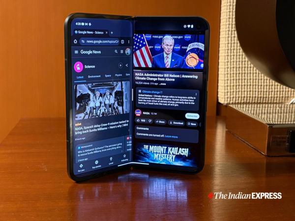 The split-screen experience shines on this device. (Image credit: Anuj Bhatia/Indian Express)