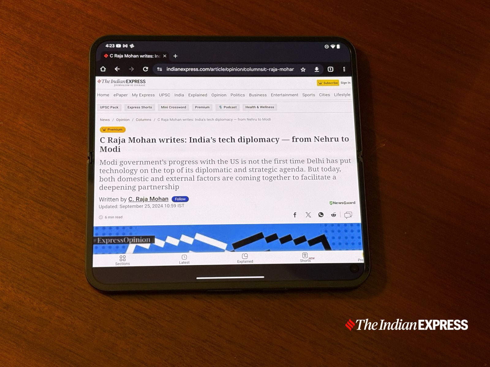 The Pixel 9 Pro Fold is great for reading news articles and e-books. (Image credit: Anuj Bhatia/Indian Express)