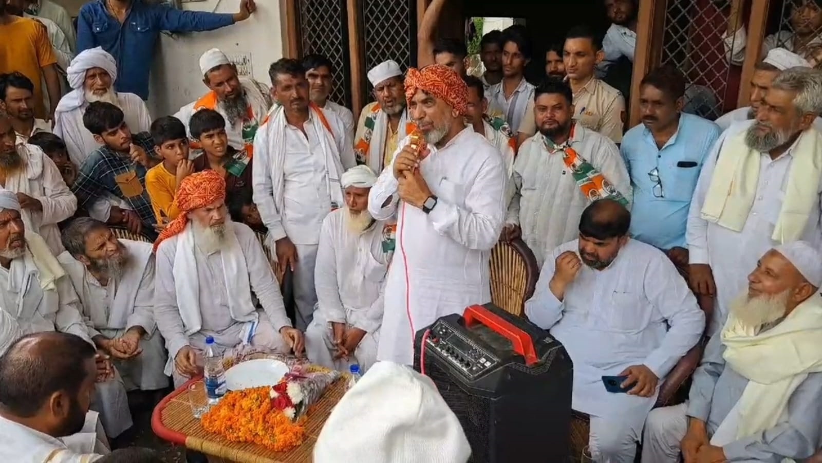 Aftab Ahmed campaigning in Nuh. (Express)