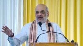 Union Home Minister Amit Shah addresses victims of Naxal violence from Chhattisgarh, in New Delhi. (PTI Photo)