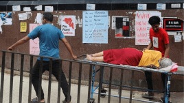 A resident doctor, who declined to be named, emphasised that the purpose of the protest is not to harass patients. (Express photo by Partha Paul)