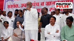 NCP (SP) supremo Sharad Pawar, Shiv Sena (UBT) chief Uddhav Thackeray and Maharashtra Congress president Nana Patole address a joint press conference at the Azad Maidan in Mumbai on Wednesday. (Express Photo by Ganesh Shirsekar)