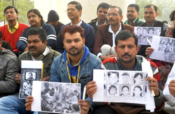 Pictures of Nithari victims during a condolence meeting in Lucknow.