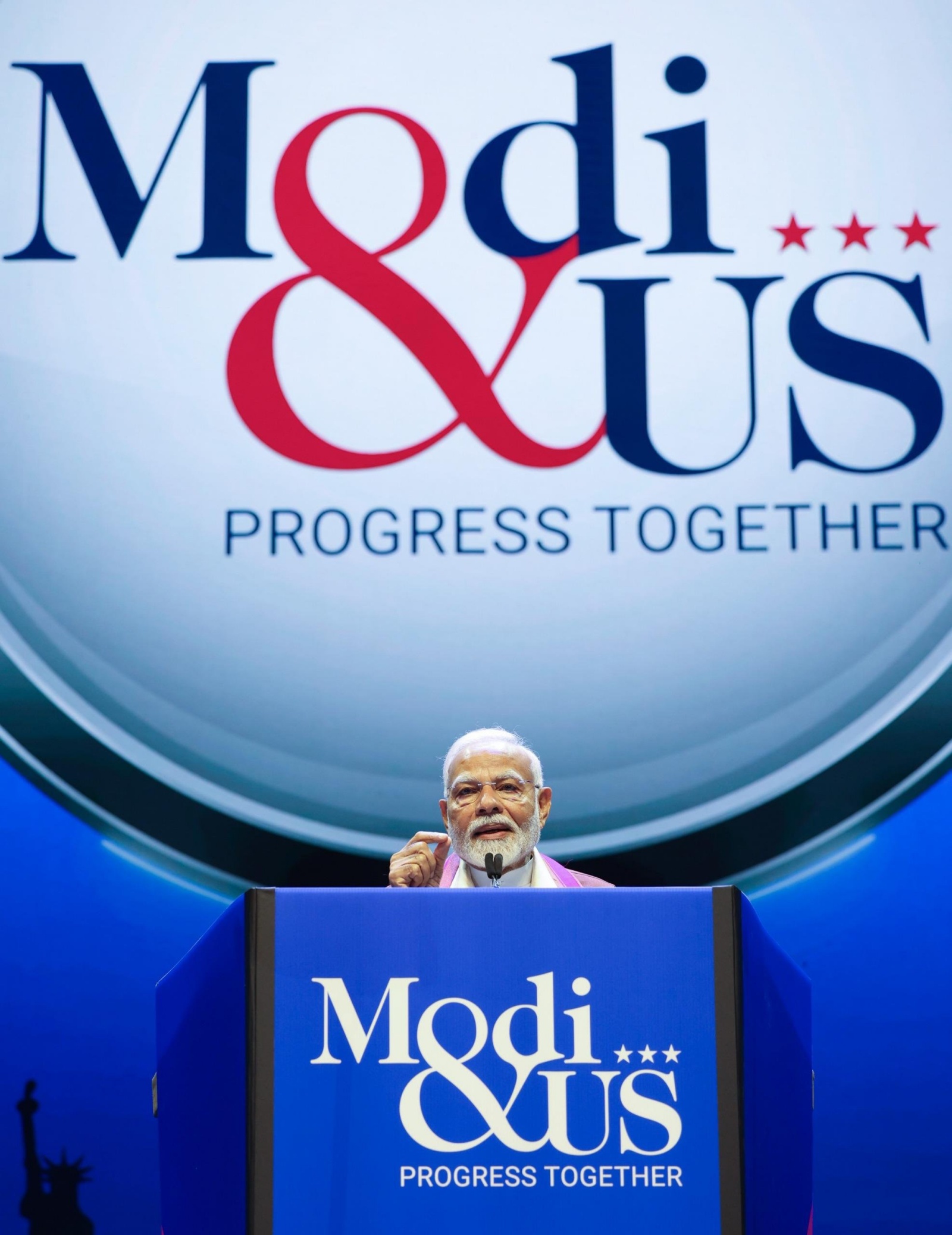 Modi addressed a gathering of over 13,000 Indian-Americans at the Nassau Coliseum stadium in Long Island