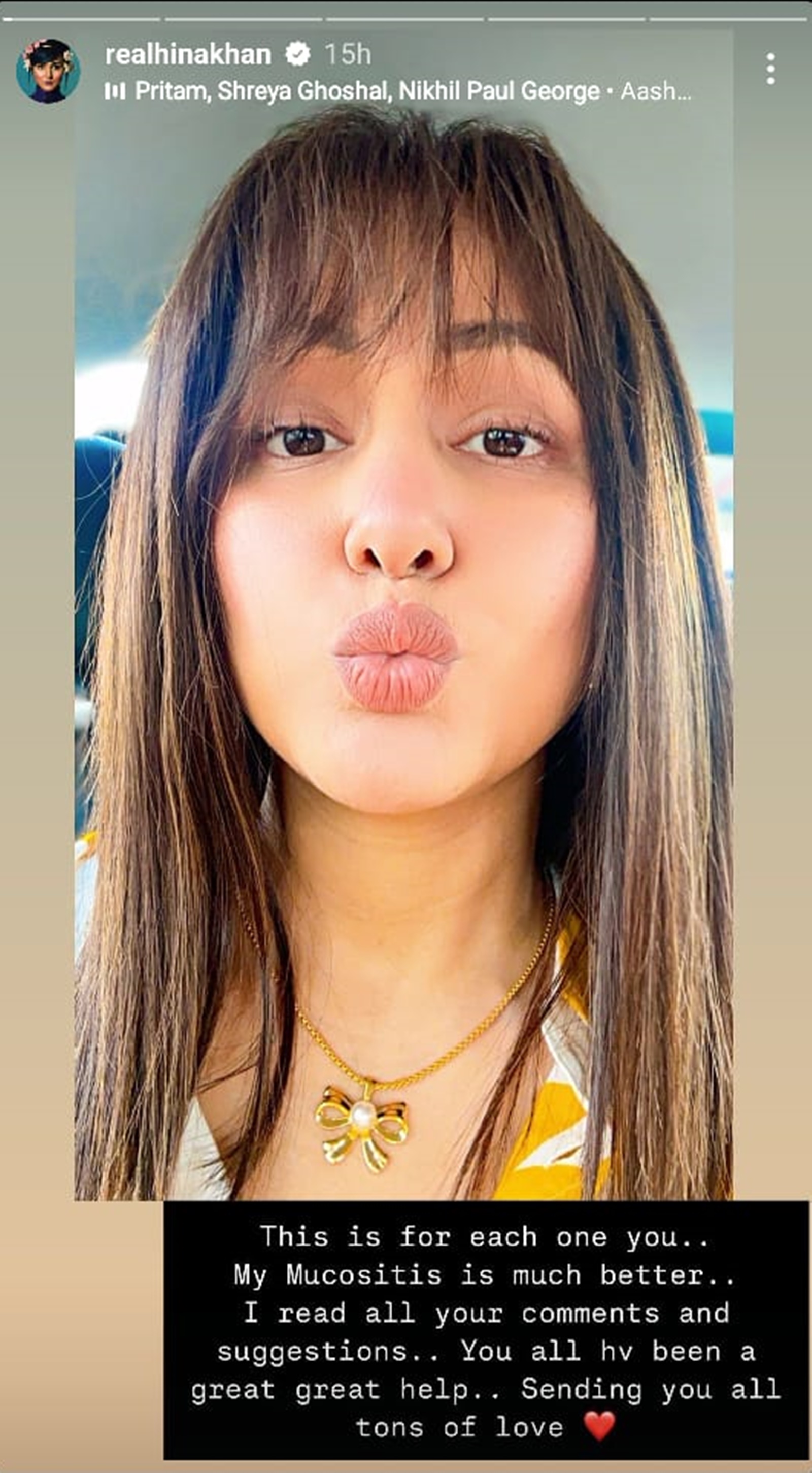 Hina Khan has been constantly updating her fans about her treatment