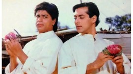 Shah Rukh Khan and Salman Khan in a still from Karan Arjun