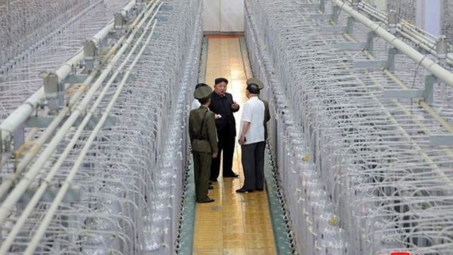 North Korean leader Kim Jong Un tours facilities during a visit to the Nuclear Weapons Institute and the production base of weapon-grade nuclear materials at an undisclosed location in North Korea, in this photo released by North Korea's official Korean Central News Agency September 13, 2024. (Reuters Photo)